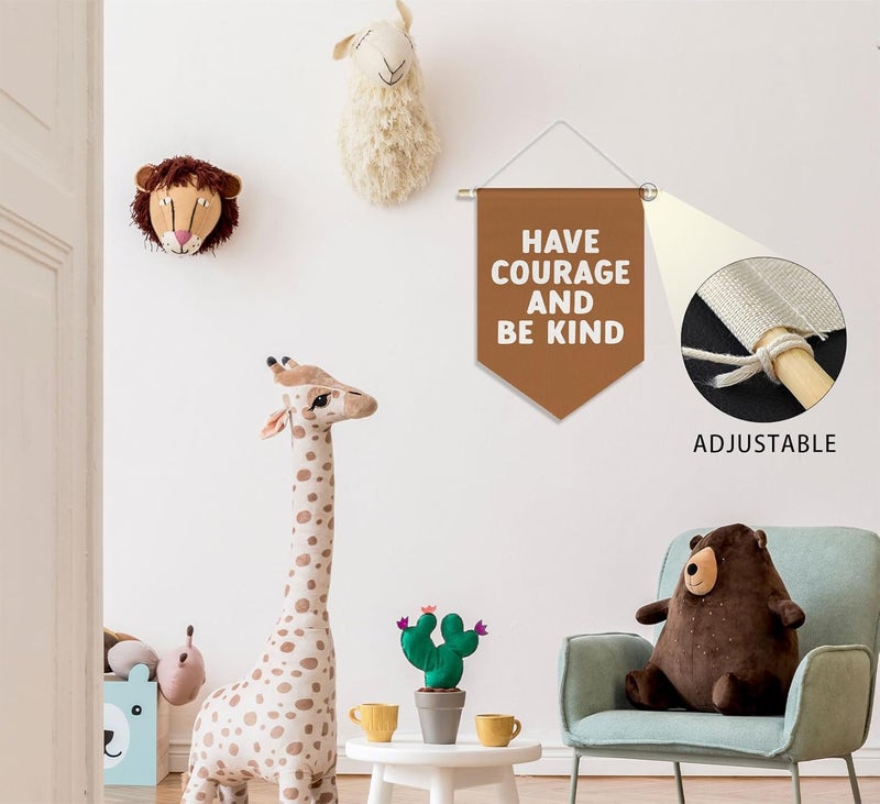 DSHFG Be Kind Kids Room Nursery Classroom Toddler Room Playroom Decor, Motivational Kindness Wall Art Decor Hanger, Have Courage and Be Kind Banner Pennant Canvas, 15x11in - Image 5